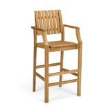 Toscana teak outdoor bar arm chair with footrest