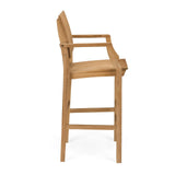 Toscana teak outdoor bar arm chair side view