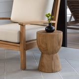 Bowie teak wood outdoor side table with vase
