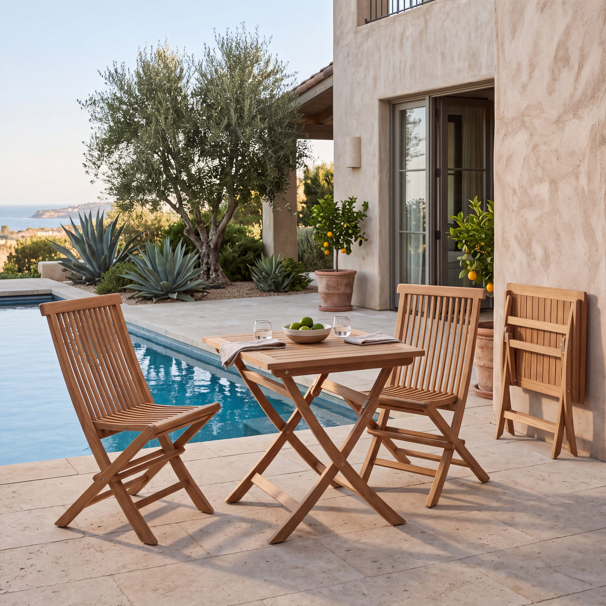 Regatta Square 27" Folding Teak A-Grade Outdoor Dining Table