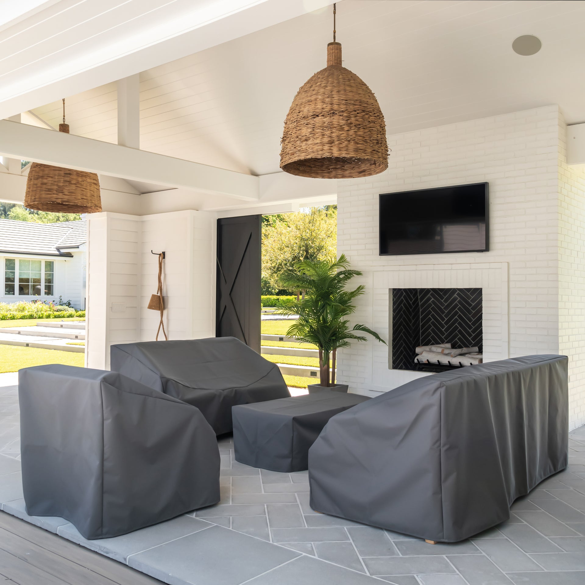 Scott Outdoor Reclaimed Teak Ottoman Cover (Iron Grey)