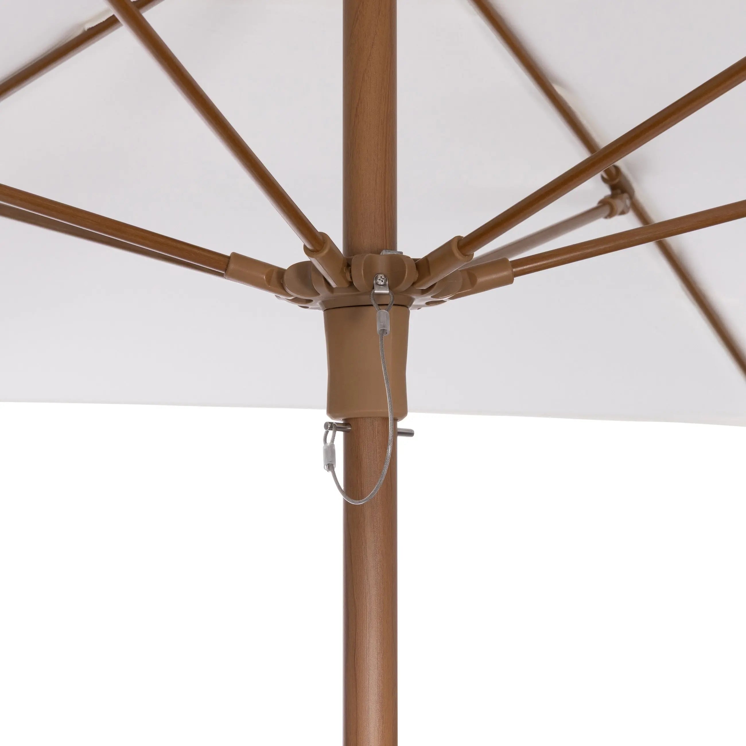 8 patio umbrella with wooden pole Capri Square Alu Teak Umbrella 8 ft (White)
