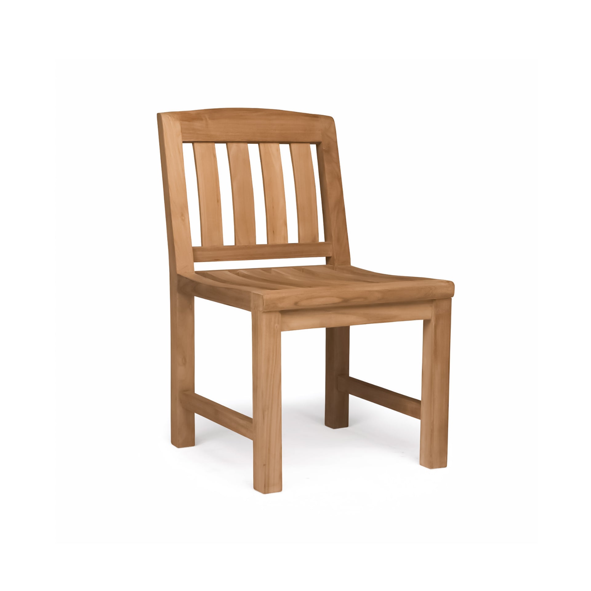 Newport teak outdoor side chair with slatted back