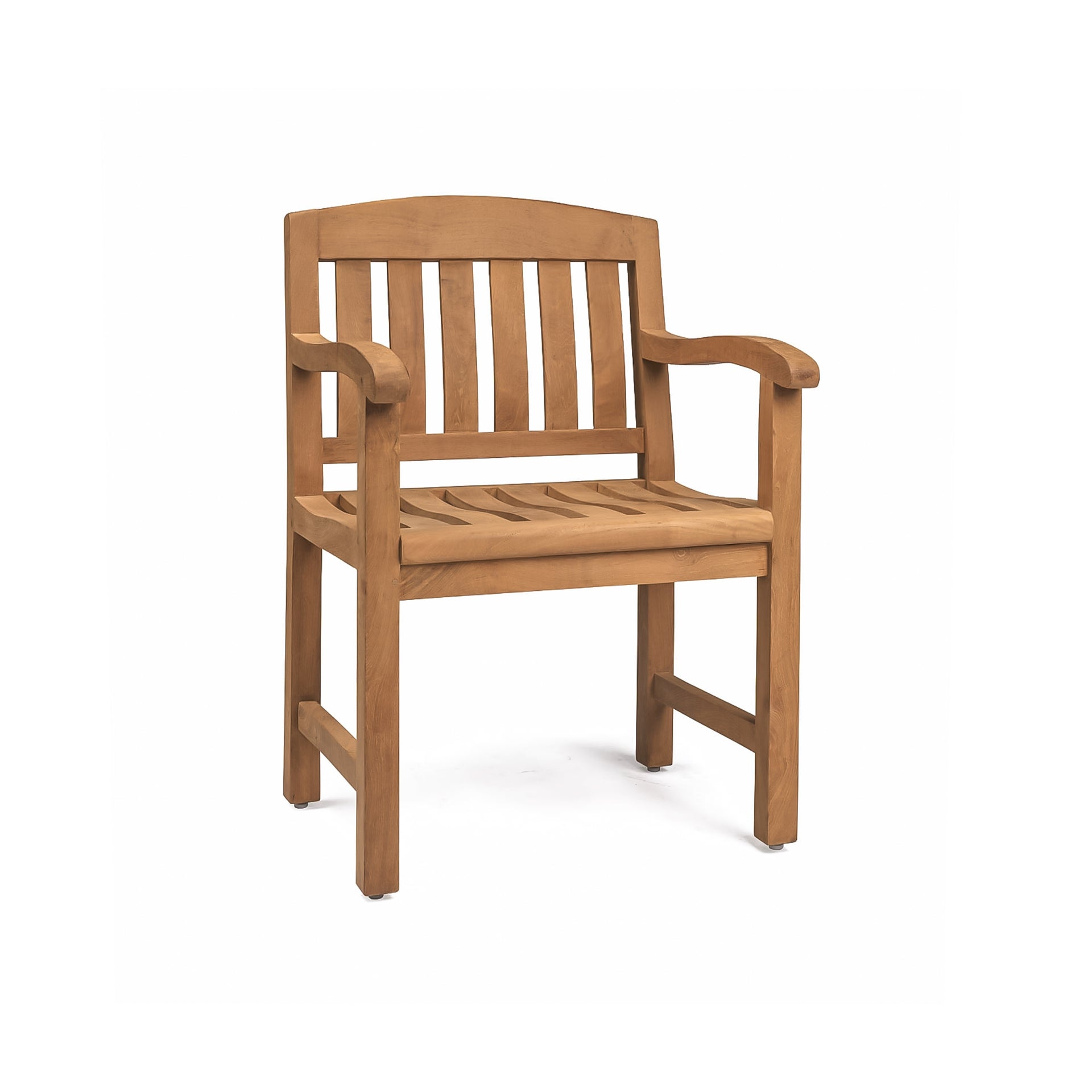 Newport teak outdoor armchair with slatted back