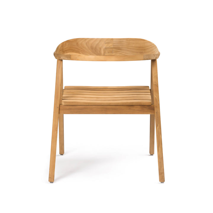 Neil teak outdoor dining chair with wide seat