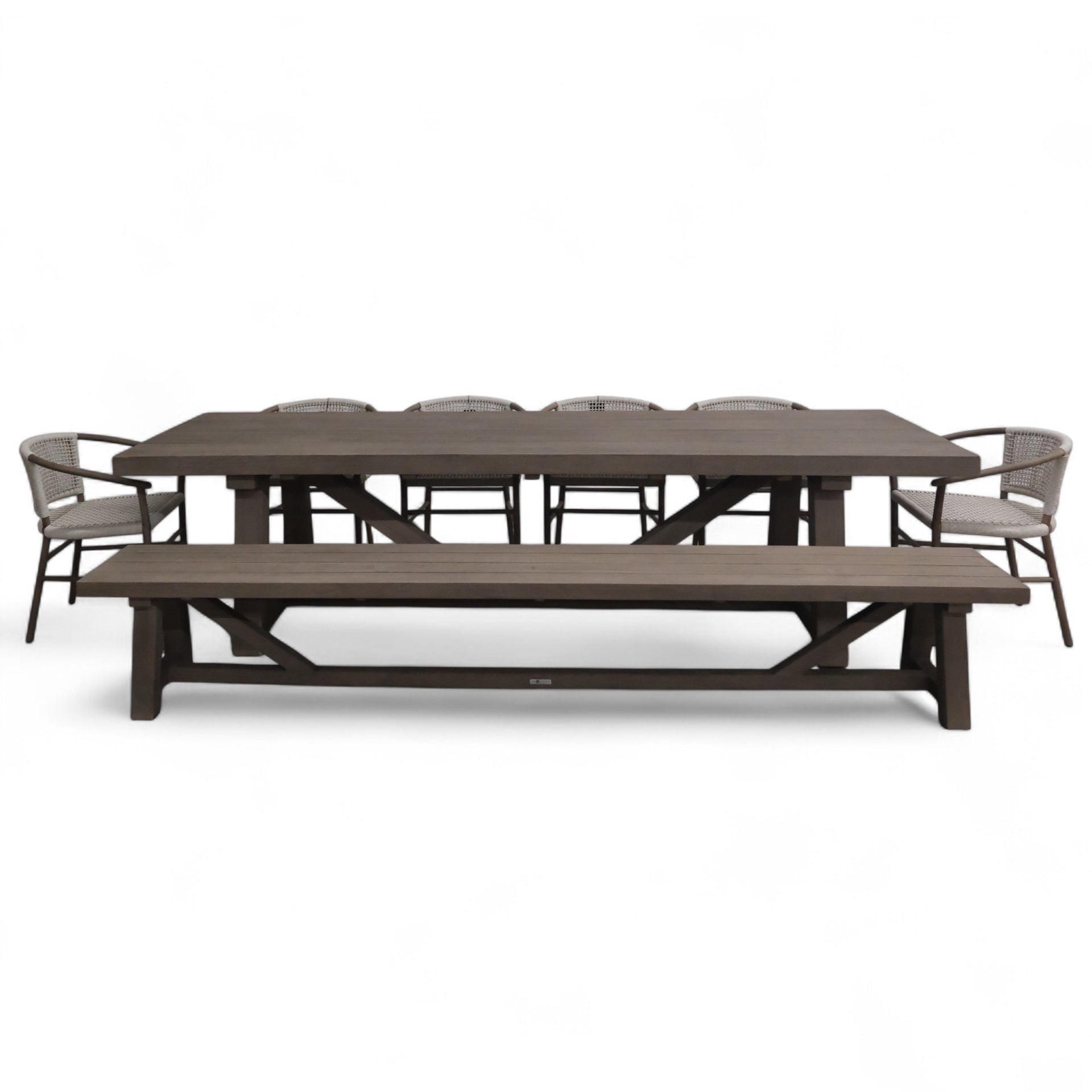 Palermo 118" Table w/ Mina Arm Chairs and Palermo 114" Bench