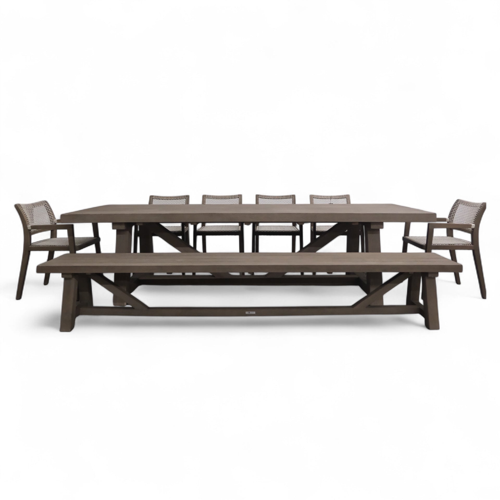 Palermo 118" Table w/ Palo Reclaimed Arm Chairs and Palermo 114" Bench