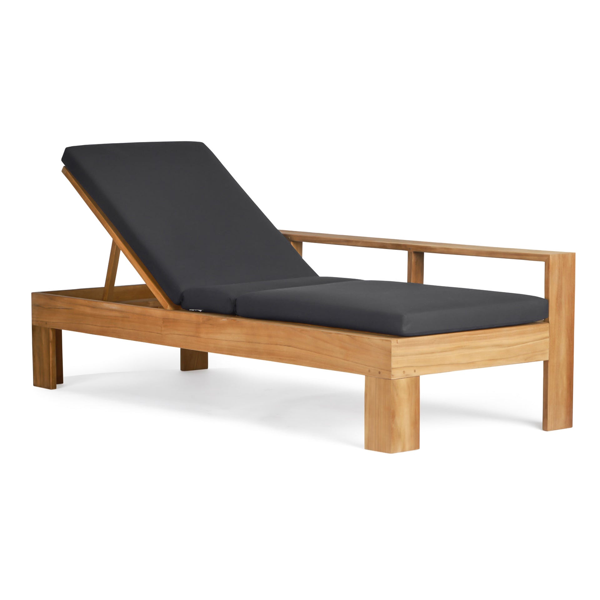 Havana Teak Outdoor Sun Lounger (Cushion Included - Laguna Storm)