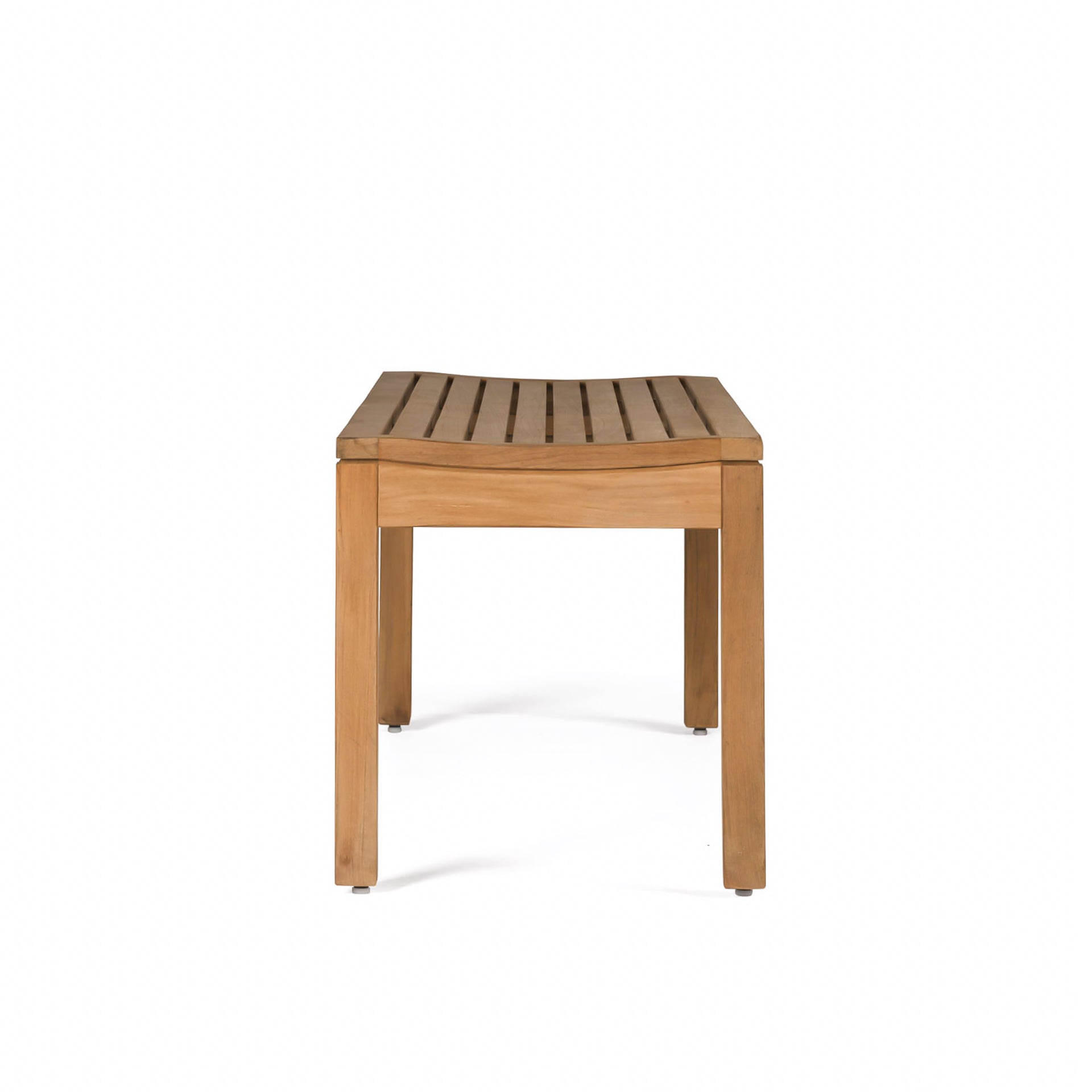 Backless Toscana teak outdoor bench front view