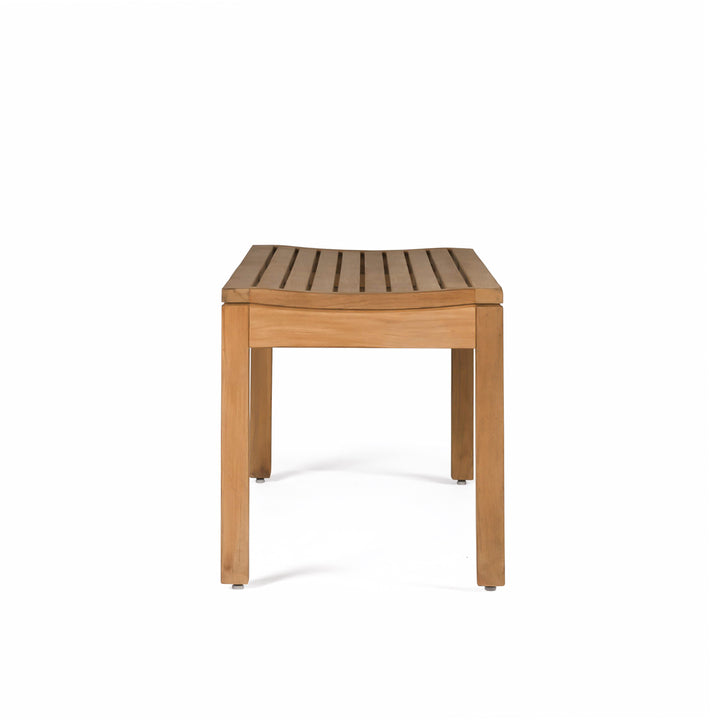 70-inch backless teak outdoor bench front view