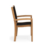 Santorini Teak and Mesh Stacking Outdoor Dining Arm Chair (Black) Teak Warehouse