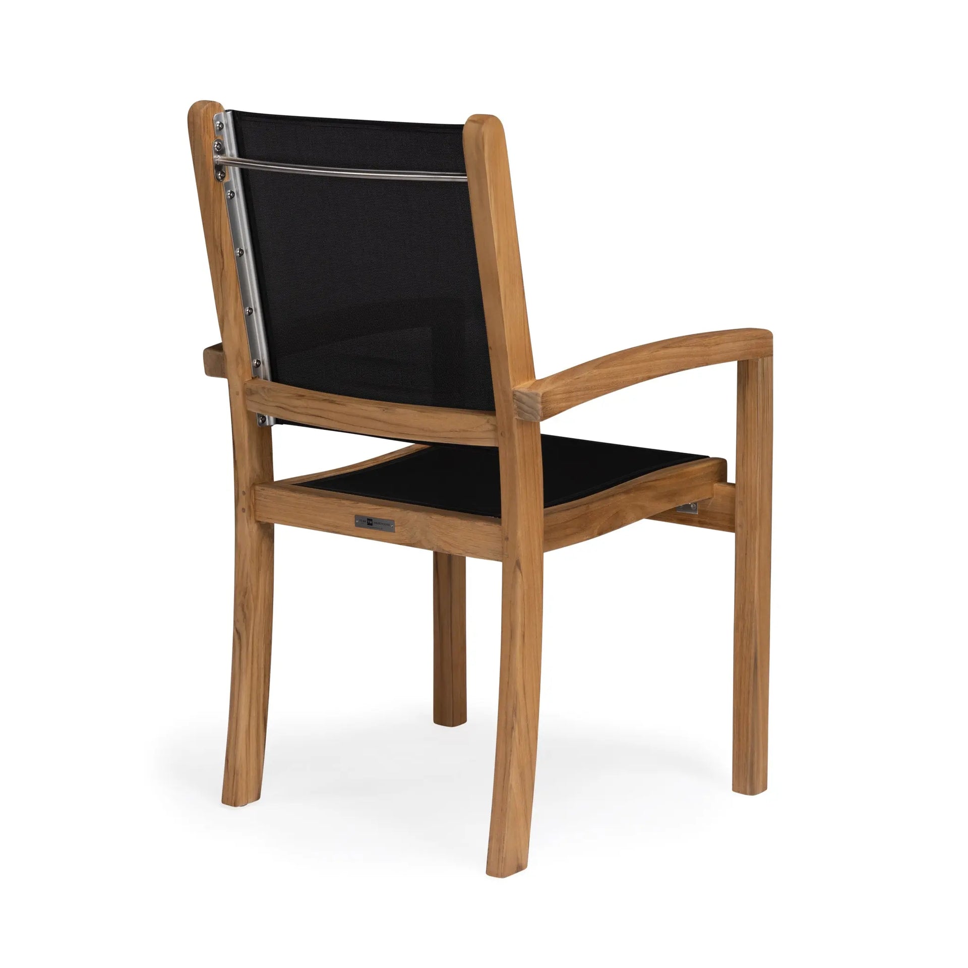 Santorini Teak and Mesh Stacking Outdoor Dining Arm Chair (Black) Teak Warehouse