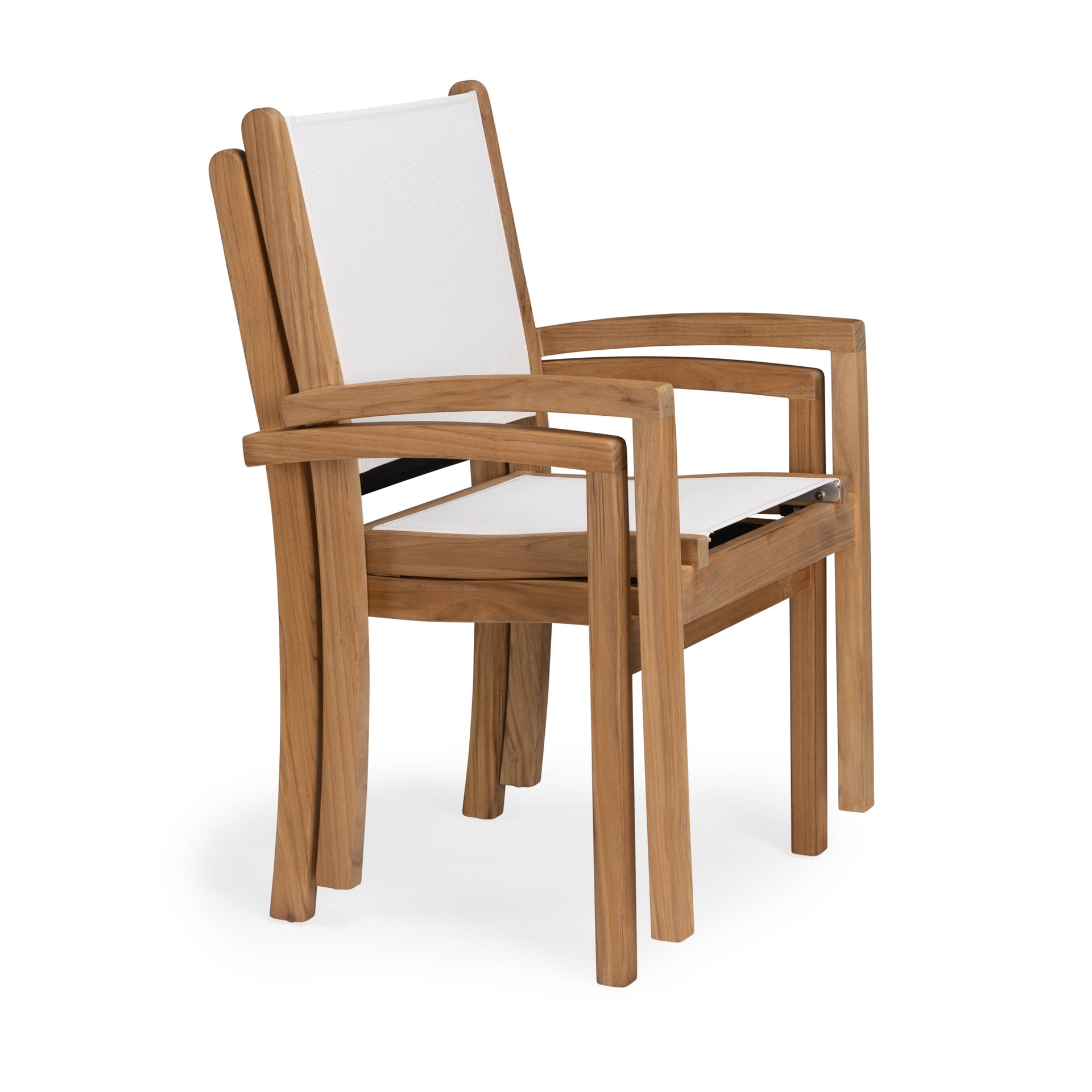 Santorini Teak and Mesh Stacking Outdoor Dining Arm Chair (Black)