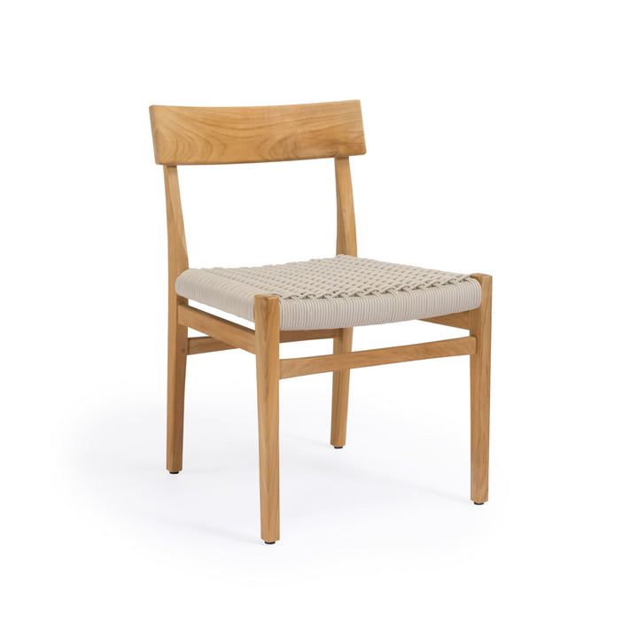 Ravoli teak dining chair with cream rope seat