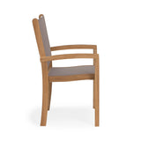 Santorini Teak and Mesh Stacking Outdoor Dining Arm Chair (Taupe) Teak Warehouse