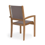 Santorini Teak and Mesh Stacking Outdoor Dining Arm Chair (Taupe) Teak Warehouse