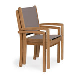 Santorini Teak and Mesh Stacking Outdoor Dining Arm Chair (Taupe) Teak Warehouse