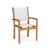 Santorini Teak and Mesh Stacking Outdoor Dining Arm Chair (White) Teak Warehouse