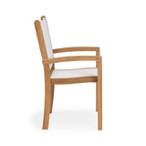 Santorini Teak and Mesh Stacking Outdoor Dining Arm Chair (White) Teak Warehouse