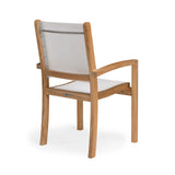 Santorini Teak and Mesh Stacking Outdoor Dining Arm Chair (White) Teak Warehouse