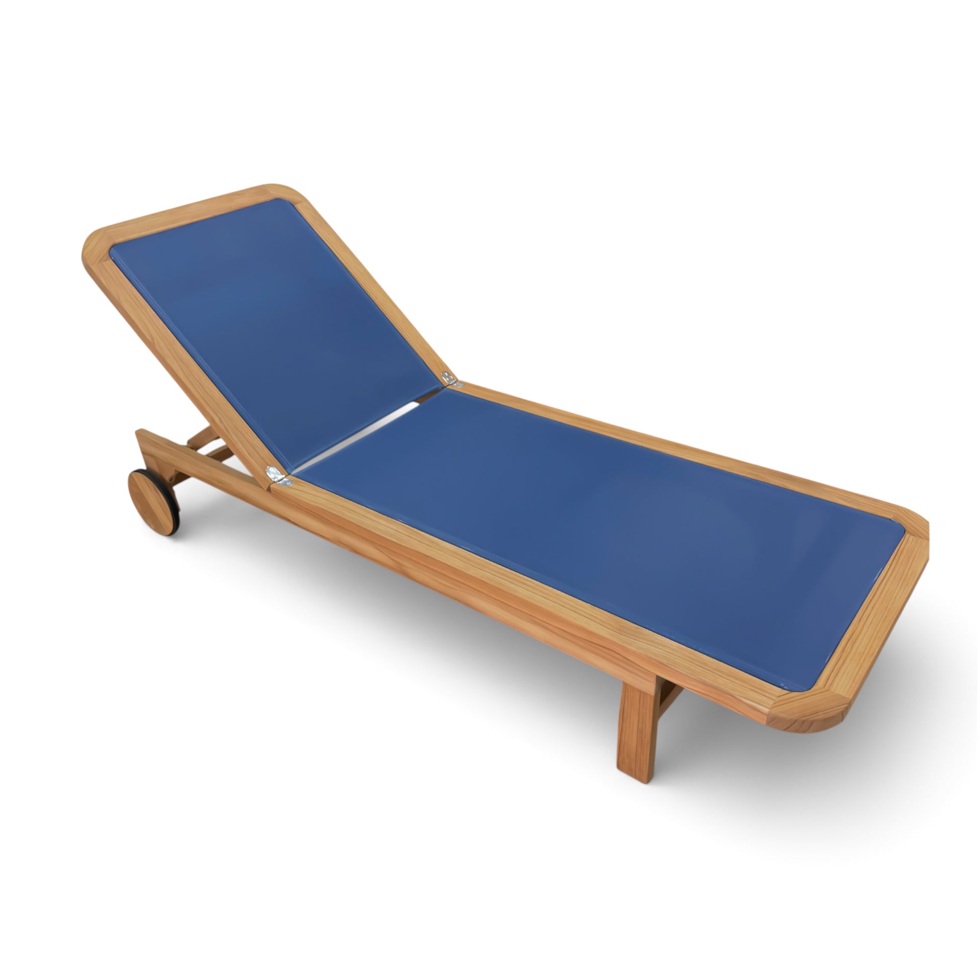 New Santorini Curved Teak and Mesh Sun Lounger