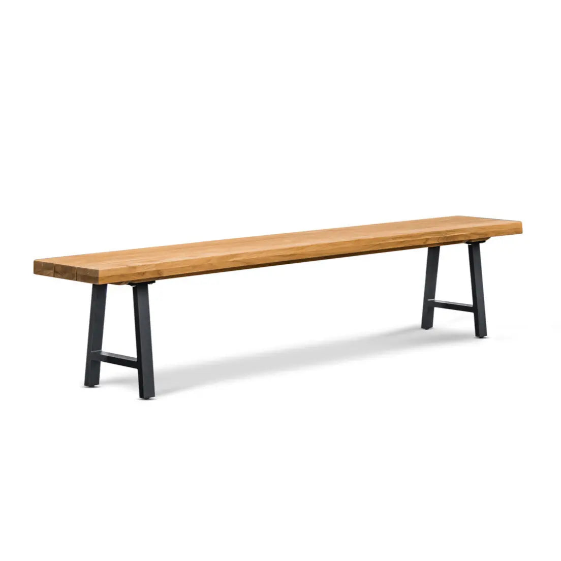 Santorini Teak and Aluminum Outdoor Bench (Black) 114" Teak Warehouse