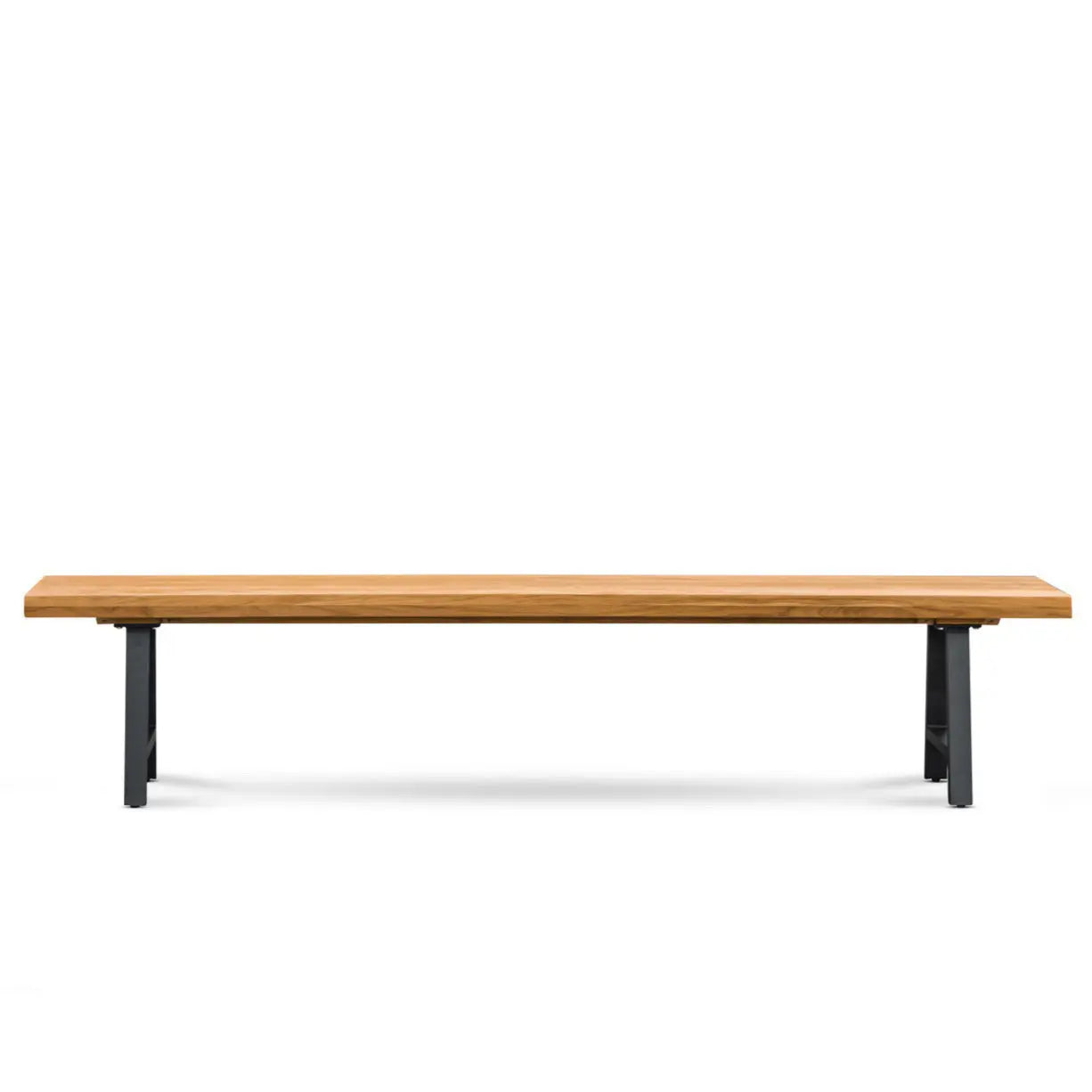 Santorini Teak and Aluminum Outdoor Bench (Black) 114" Teak Warehouse