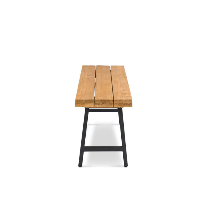 Santorini Teak and Aluminum Outdoor Bench (Black) 114" Teak Warehouse