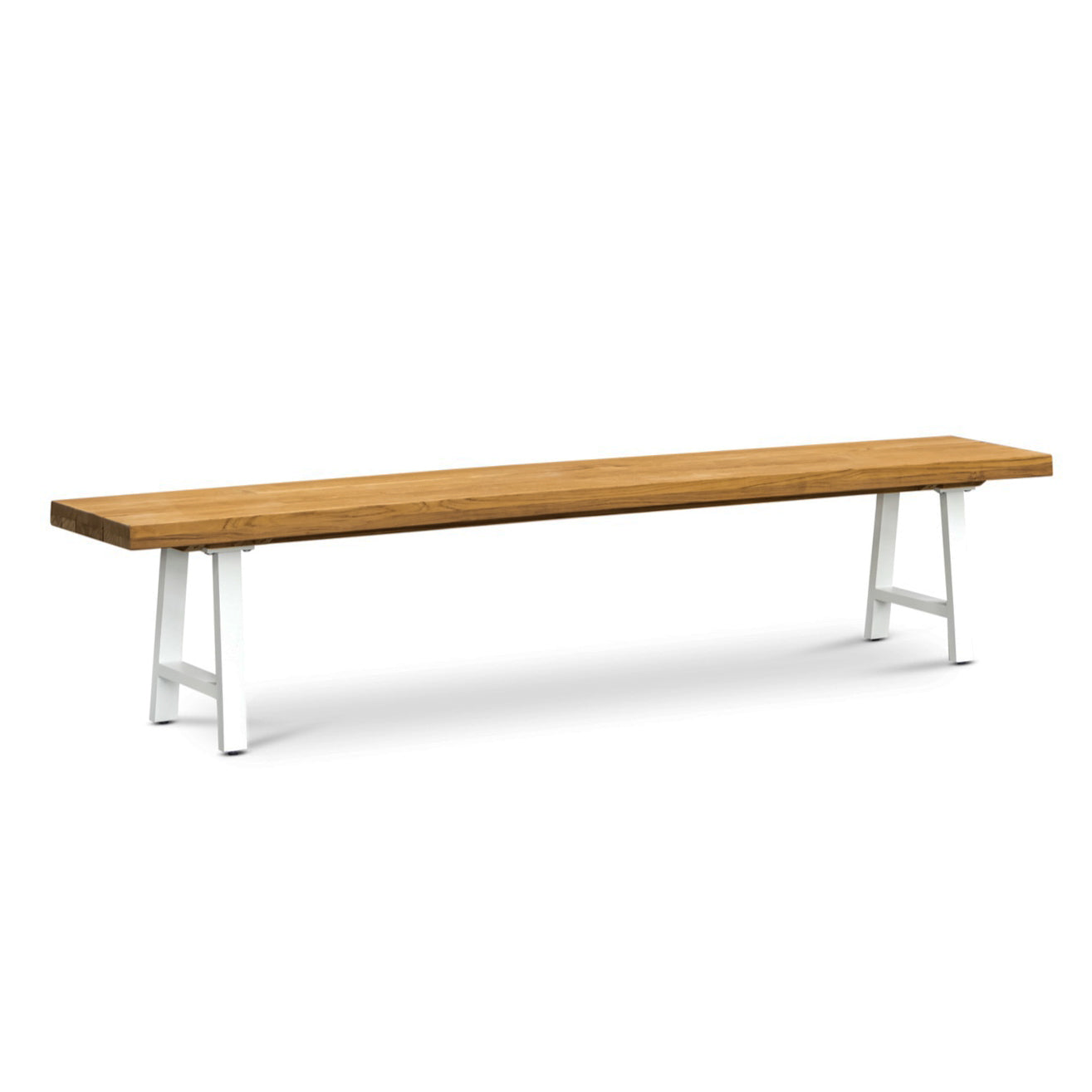 Santorini Teak and Aluminum Outdoor Bench (White) 114"