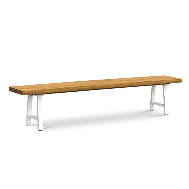 Santorini Teak and Aluminum Outdoor Bench (White) 114" Teak Warehouse