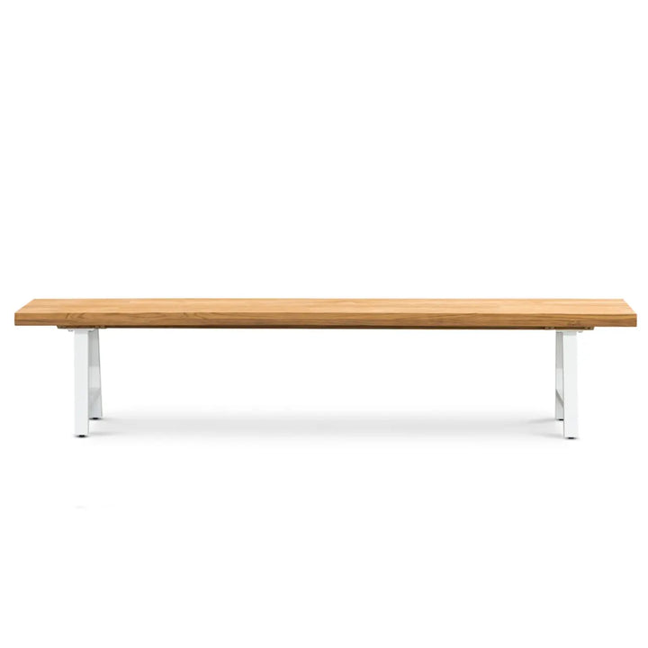 Santorini Teak and Aluminum Outdoor Bench (White) 114" Teak Warehouse