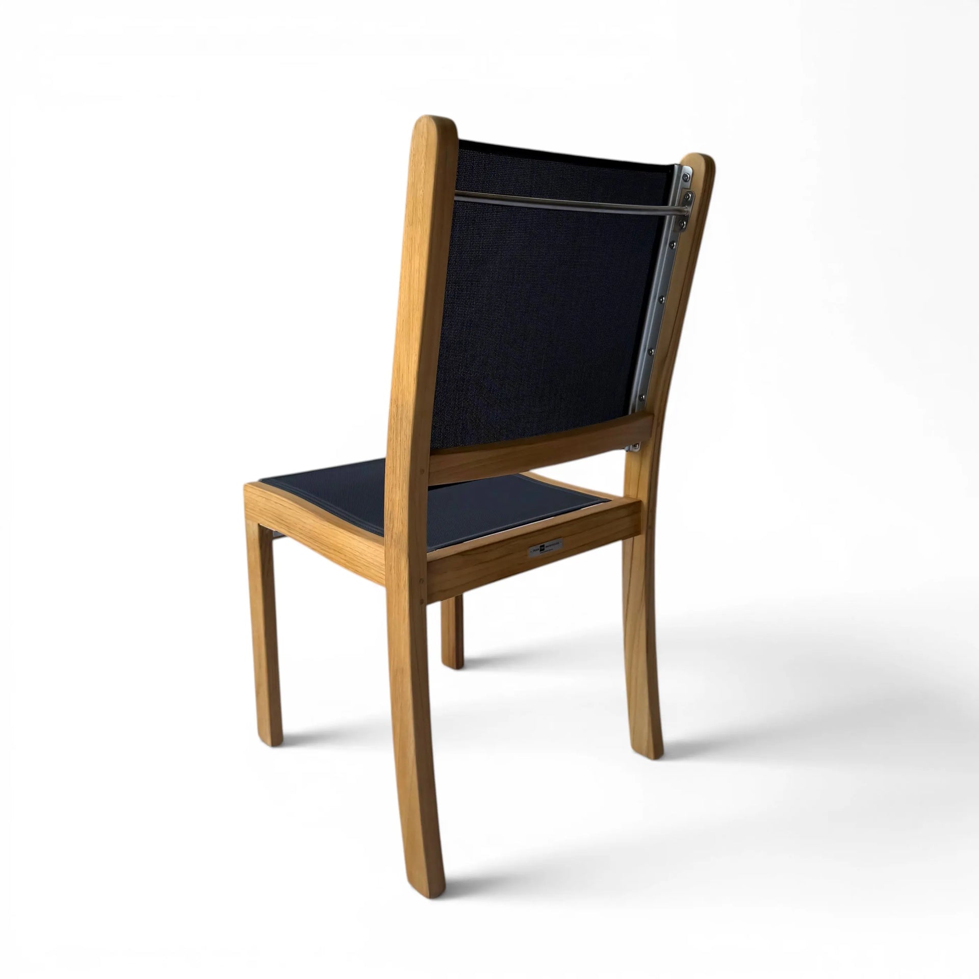 Santorini Teak and Mesh Stacking Outdoor Dining Side Chair (Black)