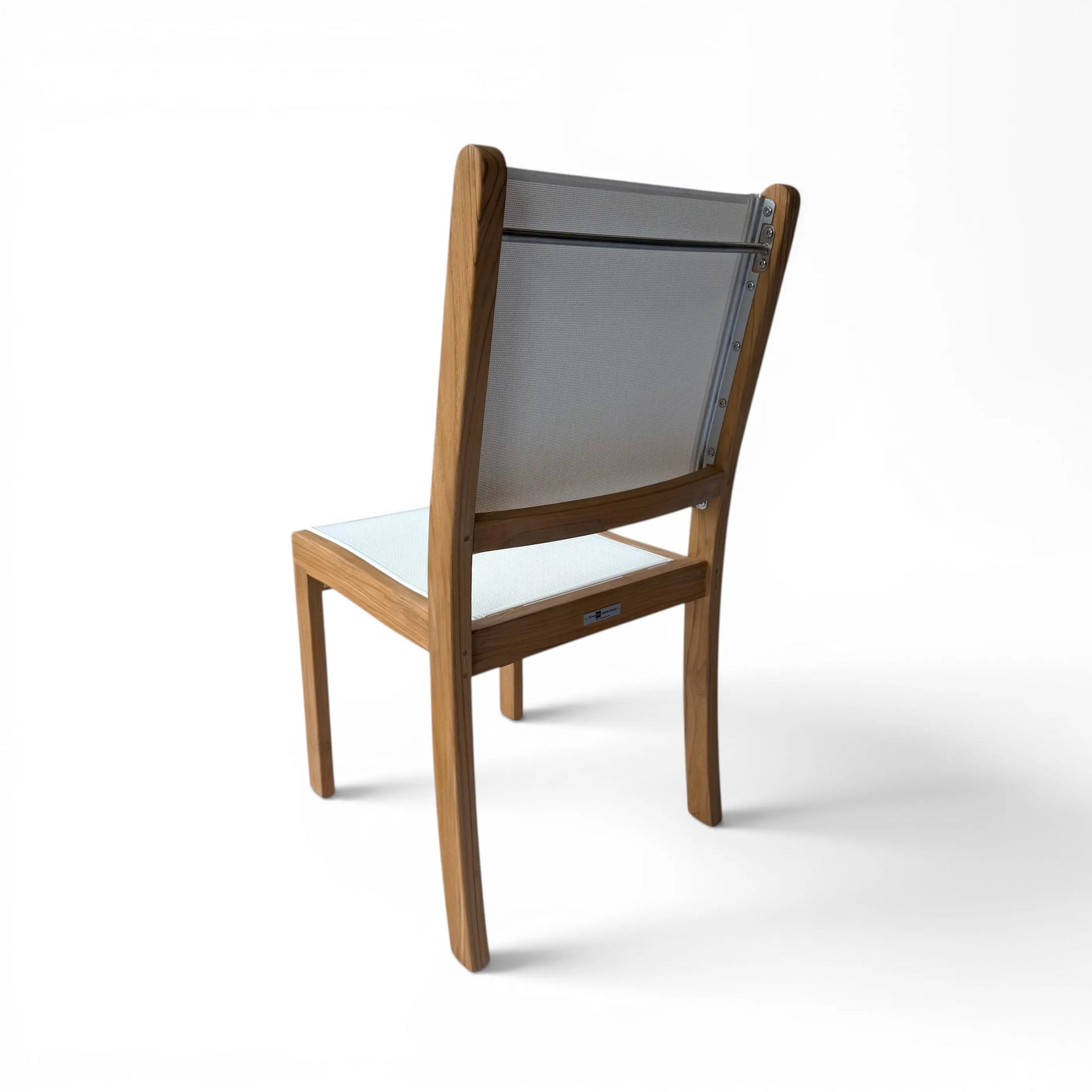 Santorini Teak and Mesh Stacking Outdoor Dining Side Chair (White)