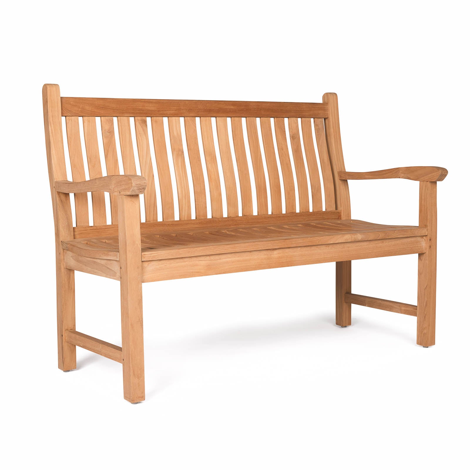 Wave Teak two-seat outdoor wooden bench