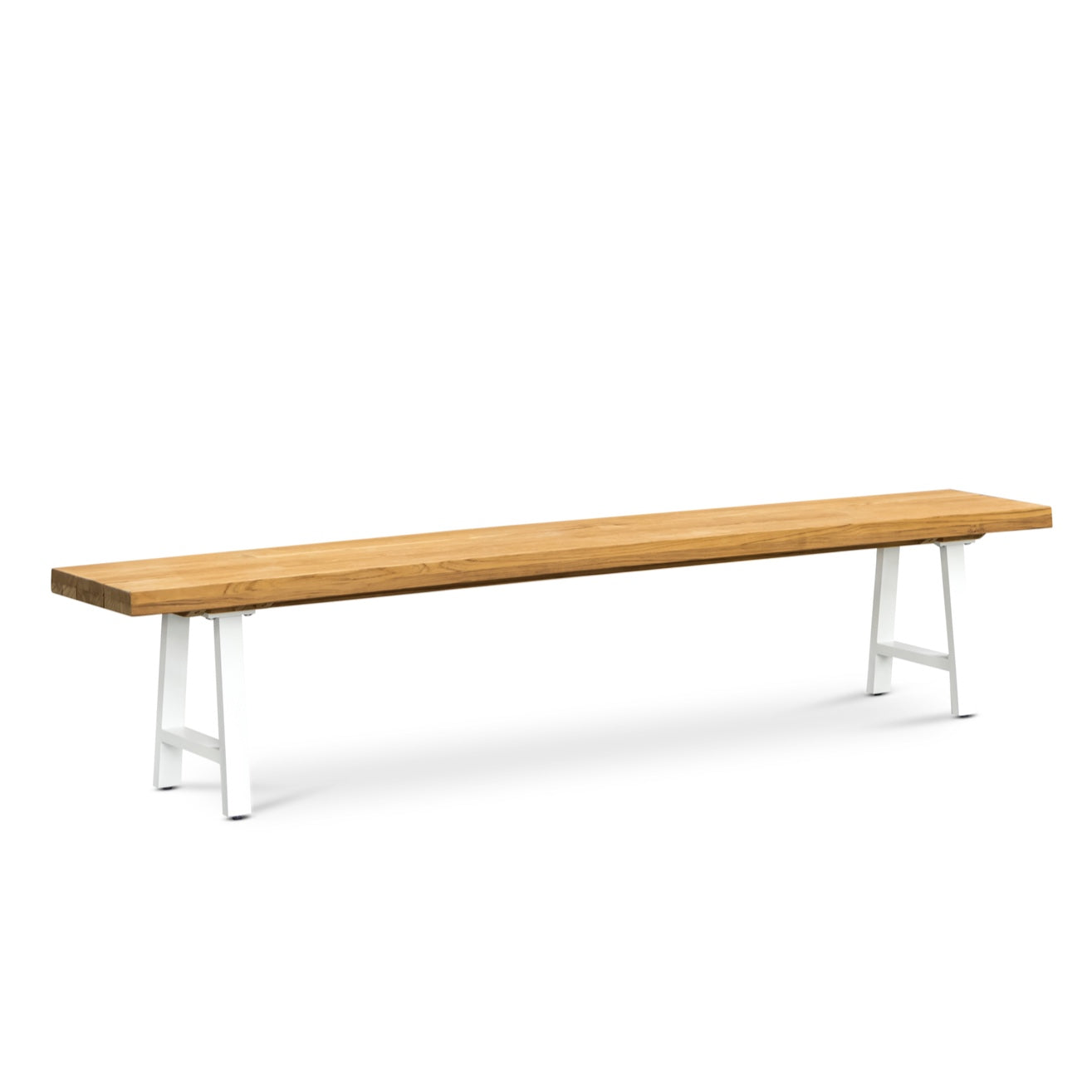 Santorini Teak and Aluminum Outdoor Bench (White) 114"