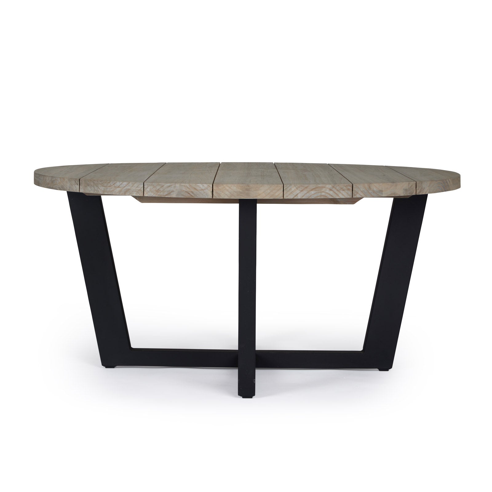 Jimmy Outdoor Round Reclaimed Teak Dining Table (lava base, 63 in.)