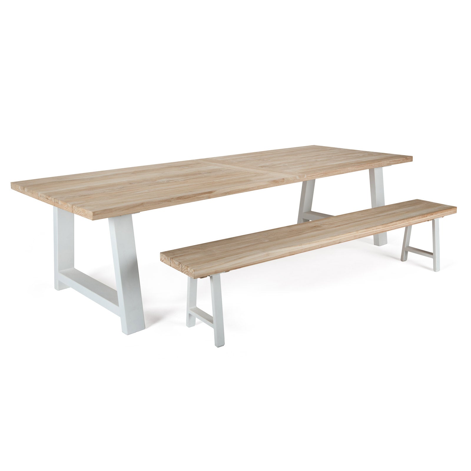 Santa Fe Teak and Aluminum Outdoor Dining Table (White) 118"