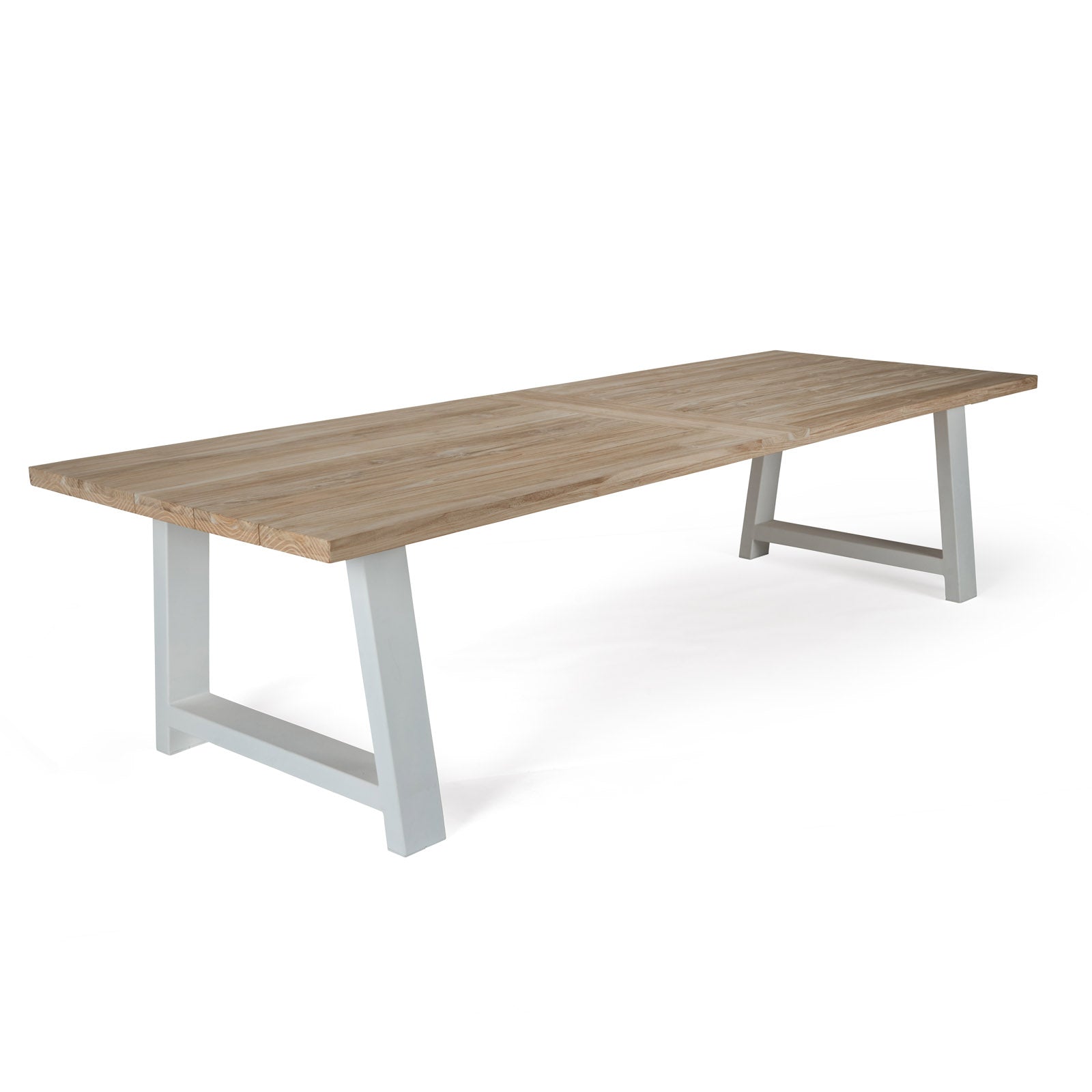 Santa Fe Teak and Aluminum Outdoor Dining Table (White) 118"