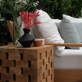 Crossword Reclaimed Teak Outdoor Coffee Side Table (Tall)