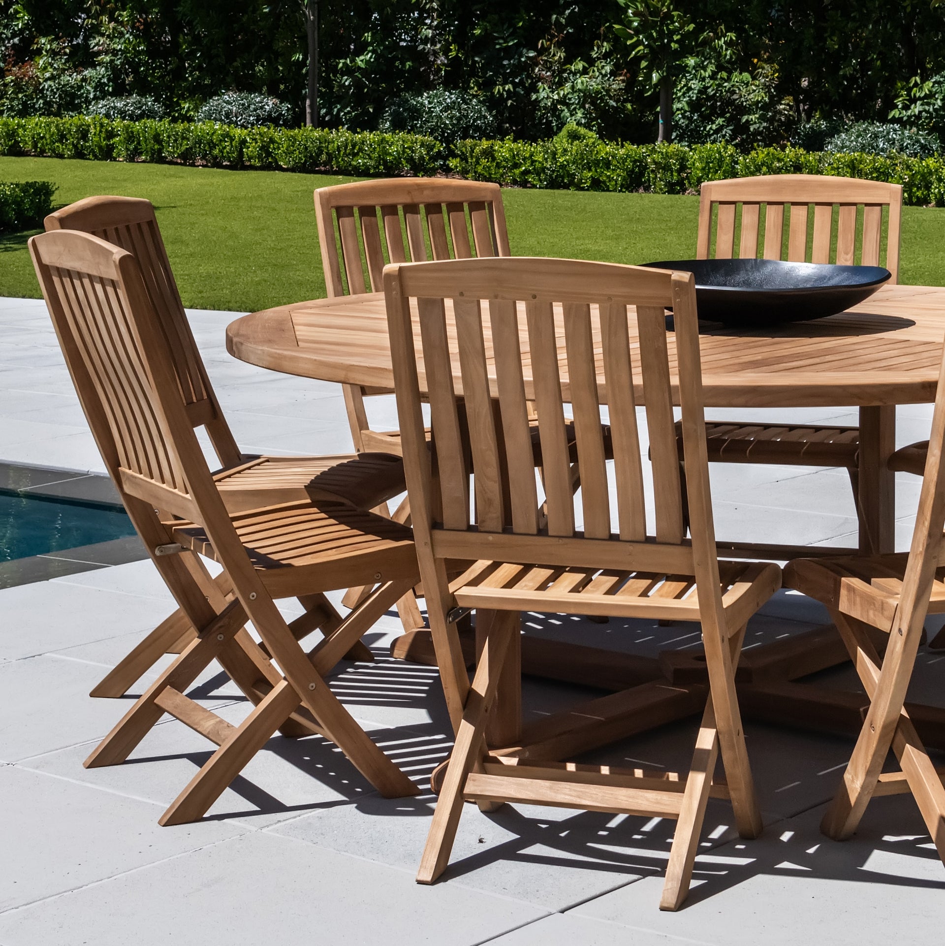 Como Teak Outdoor Folding Dining Side Chair