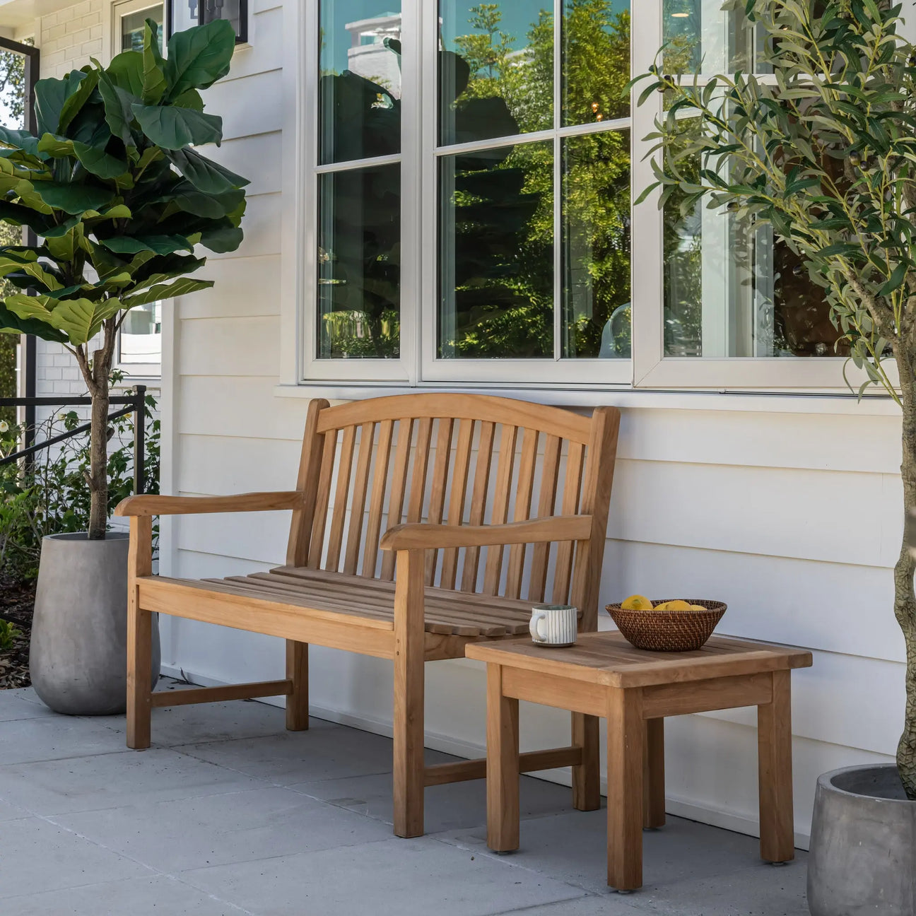 Bowback 2-Seater Teak Outdoor Bench Teak Warehouse