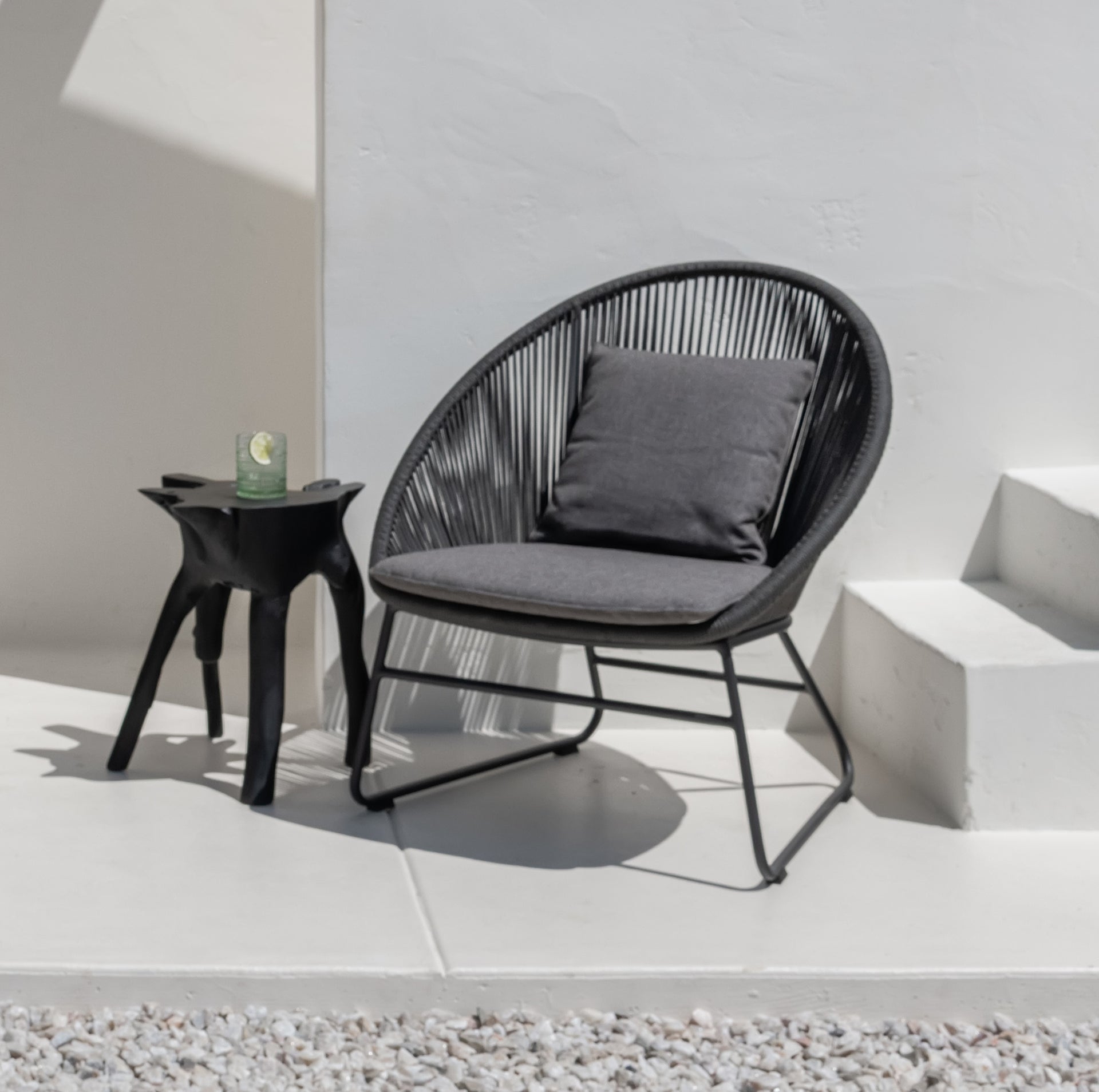 Oro Organic Teak Accent Table (Black)