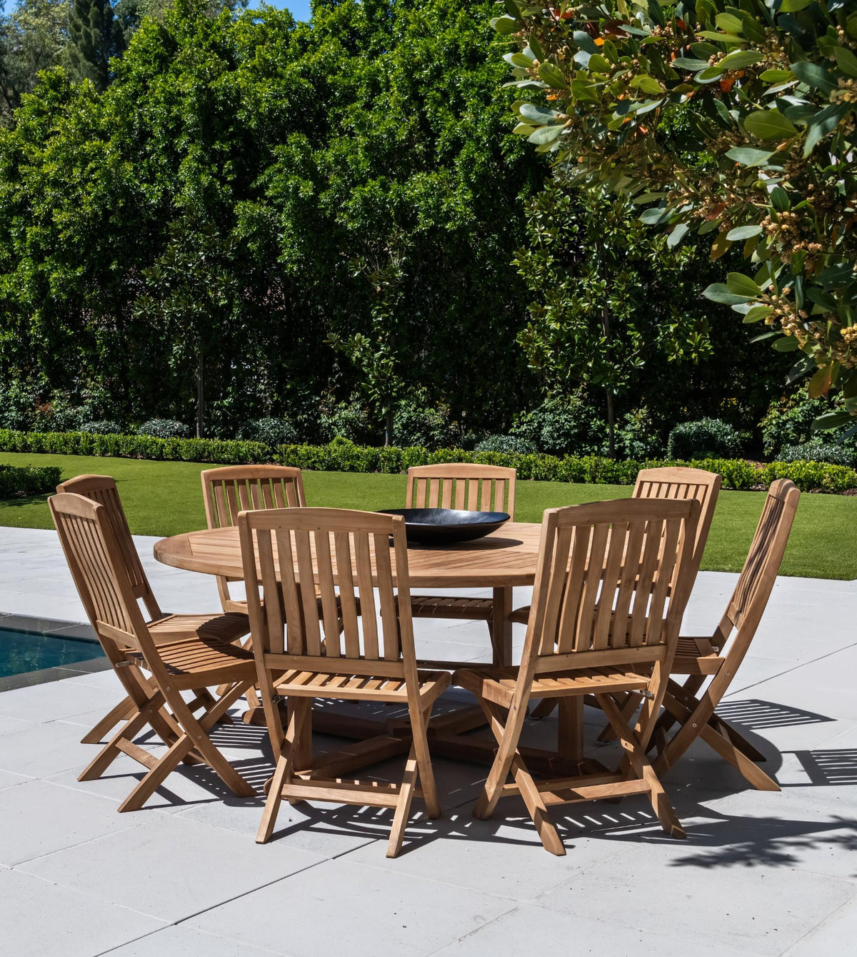 9PCS Patio Rattan Dining Set 8 Chairs Cushioned Acacia Table Top 9PCS Patio Rattan Dining Set 8 Chairs Cushioned Acacia Table Top