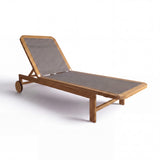 Santorini Curved Teak A-Grade and Mesh Sun Lounger (Taupe)