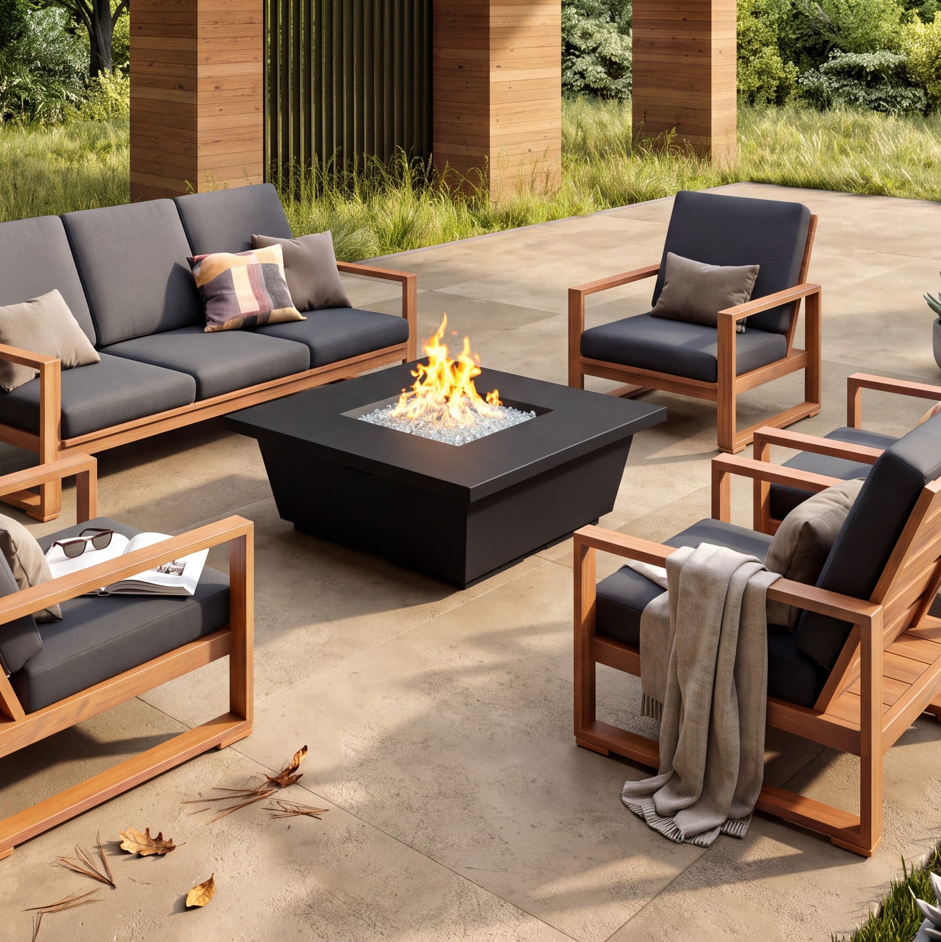 Concrete Square Fire Pit (Black)