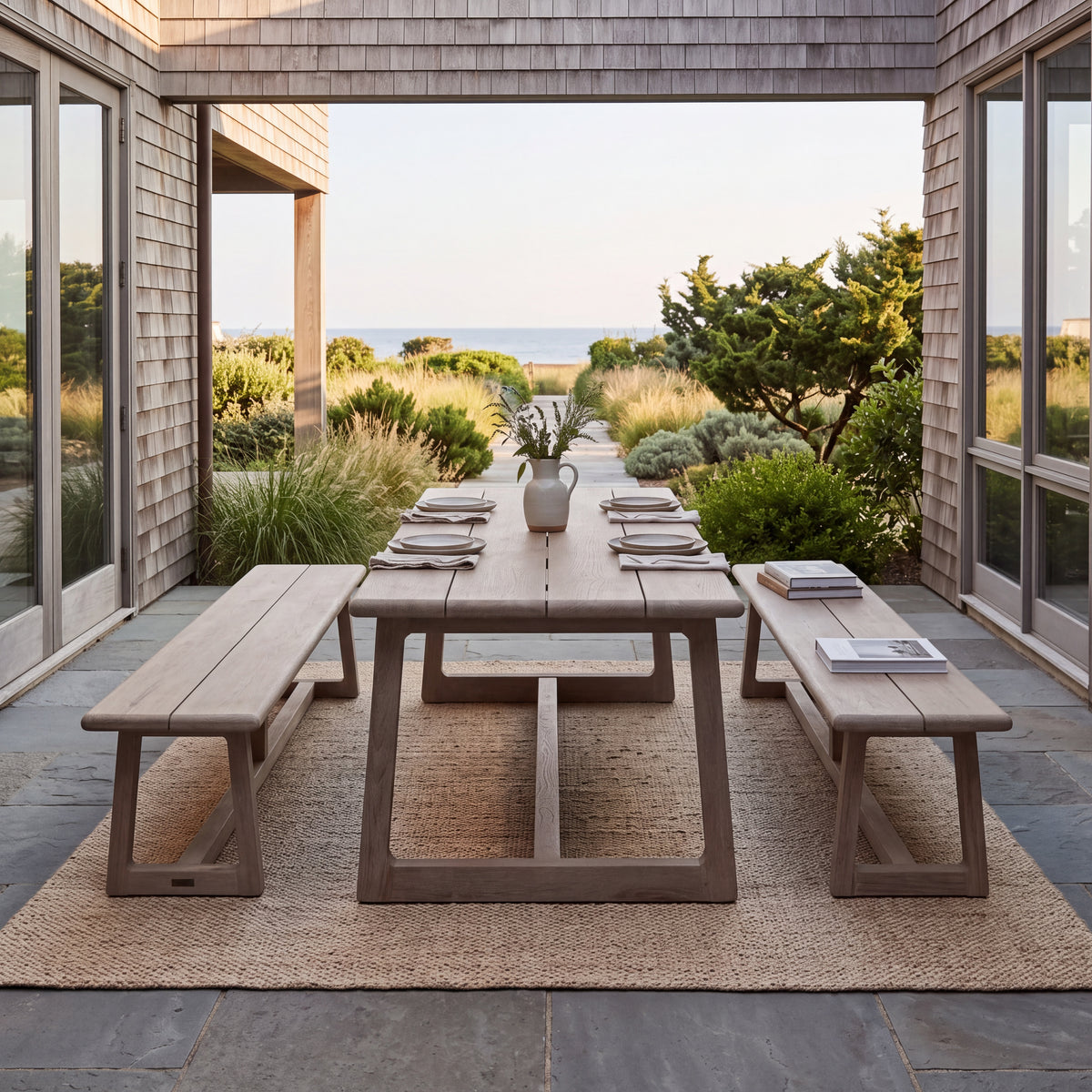 Troy Weathered Teak Outdoor Dining Table 118"