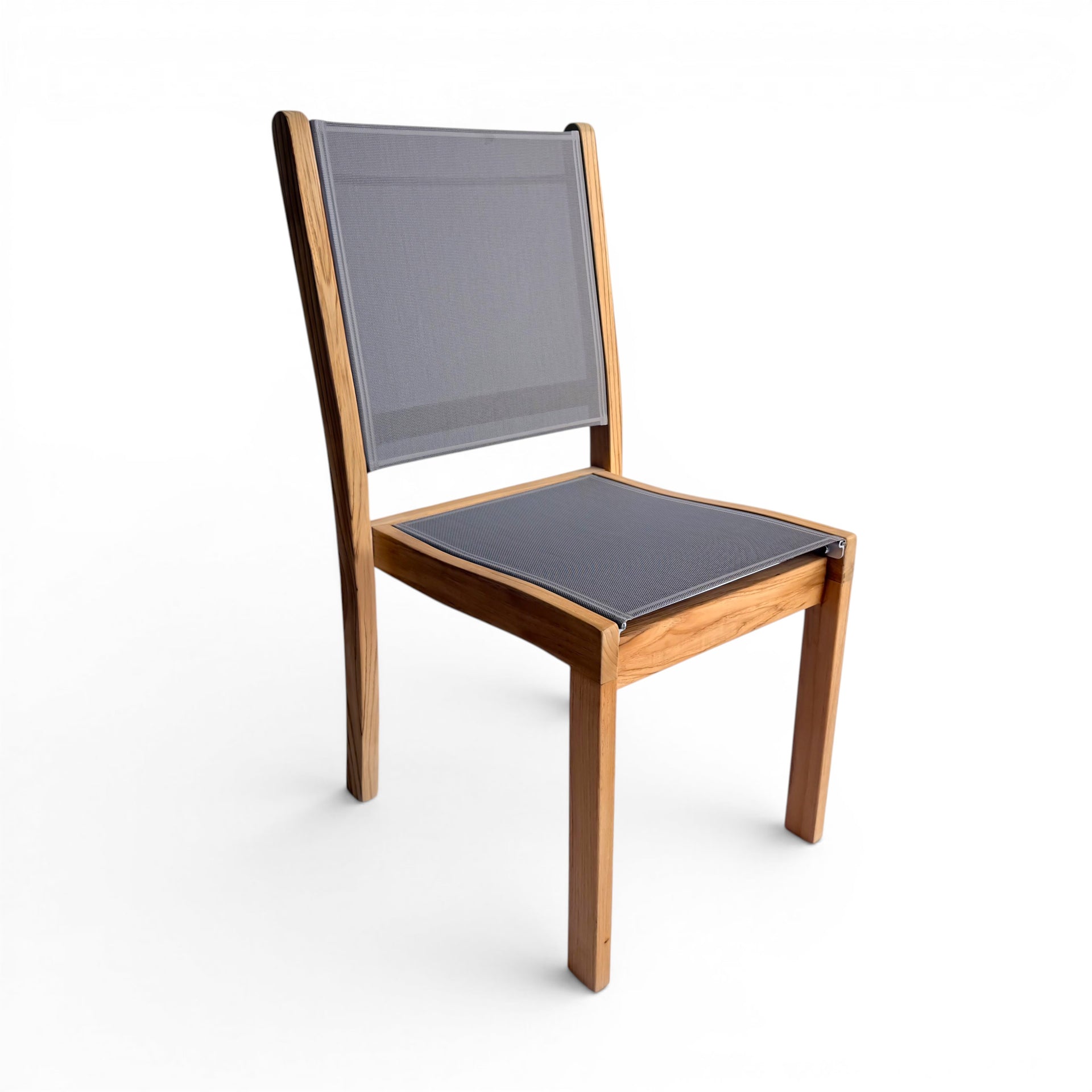 Santorini Teak and Mesh Stacking Outdoor Dining Side Chair (Taupe)