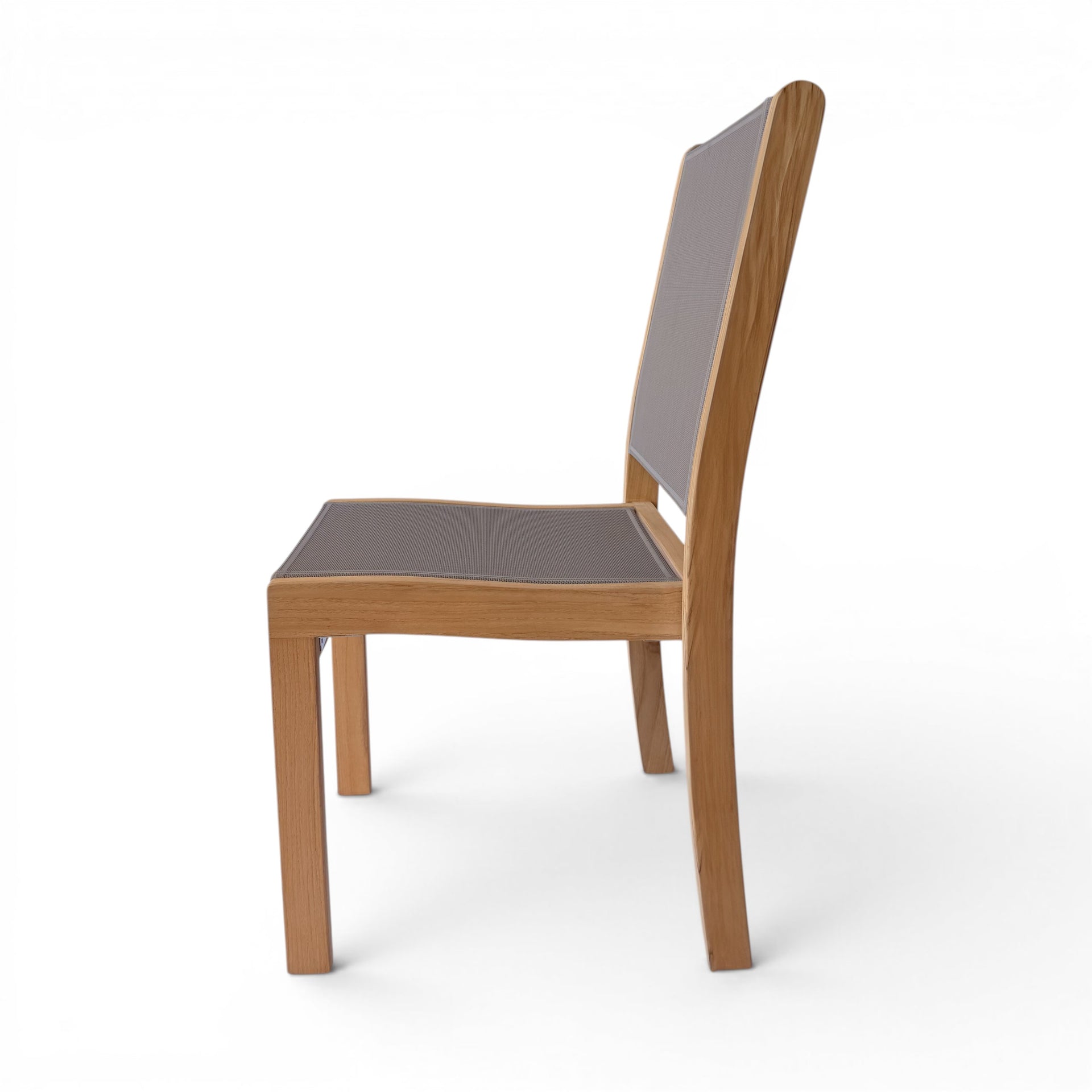 Santorini Teak and Mesh Stacking Outdoor Dining Side Chair (Taupe)