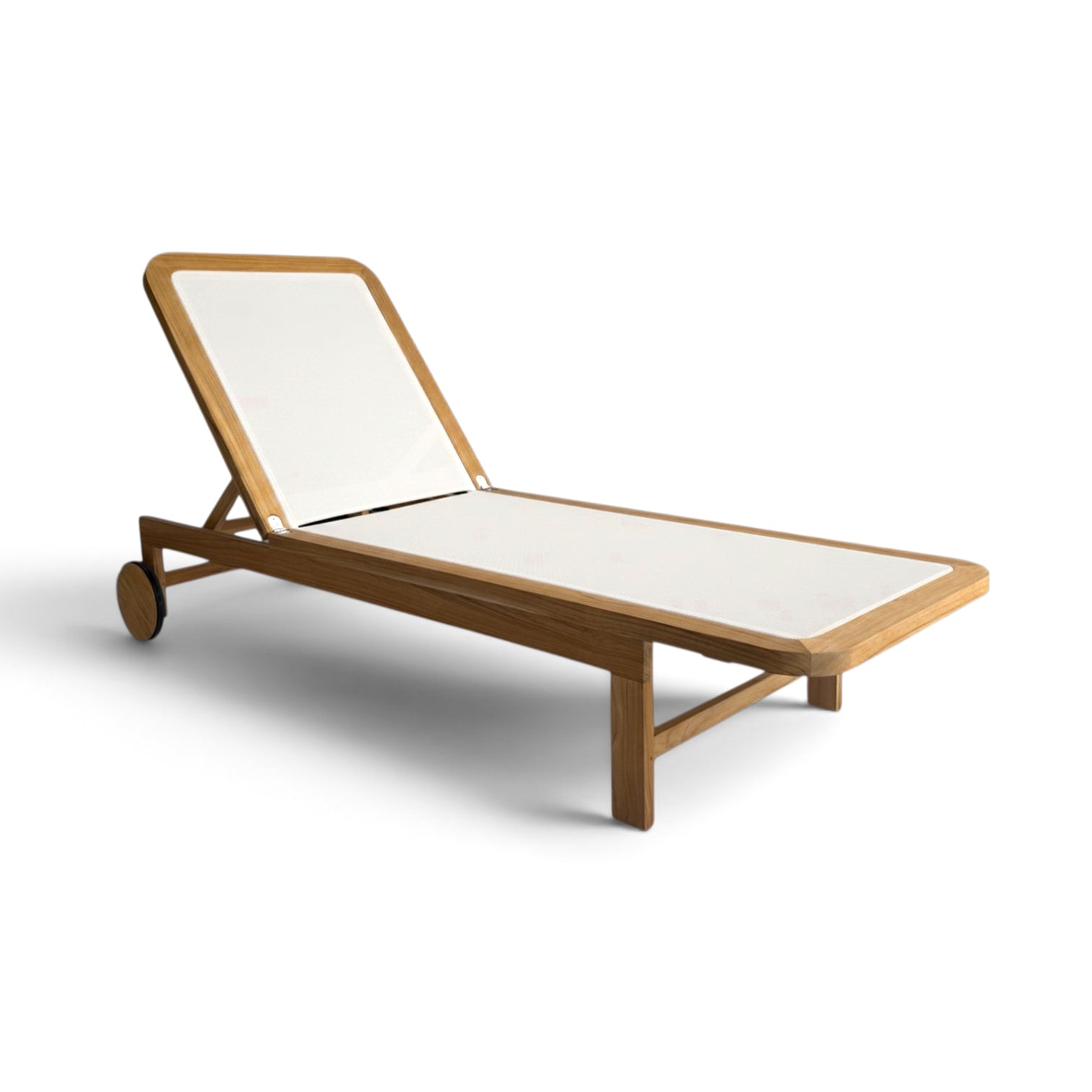 Santorini Curved Teak and Mesh Sun Lounger (White)