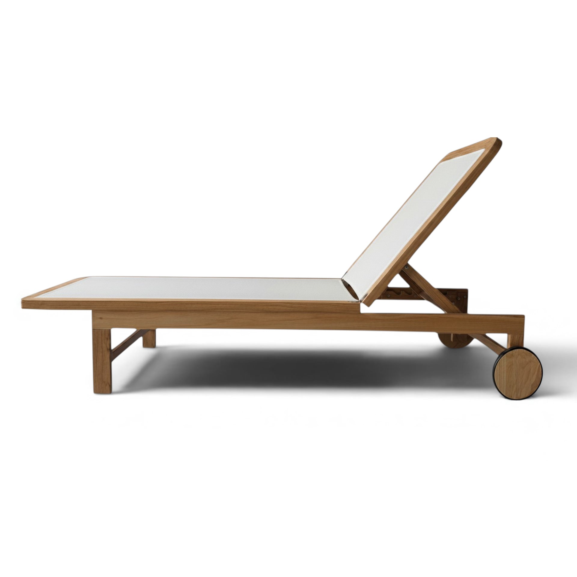 Santorini Curved Teak and Mesh Sun Lounger (White)